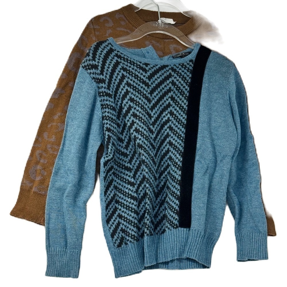 Boys sweater bundle of 2 sz 6 blue pattern and brown animal print fancy holiday